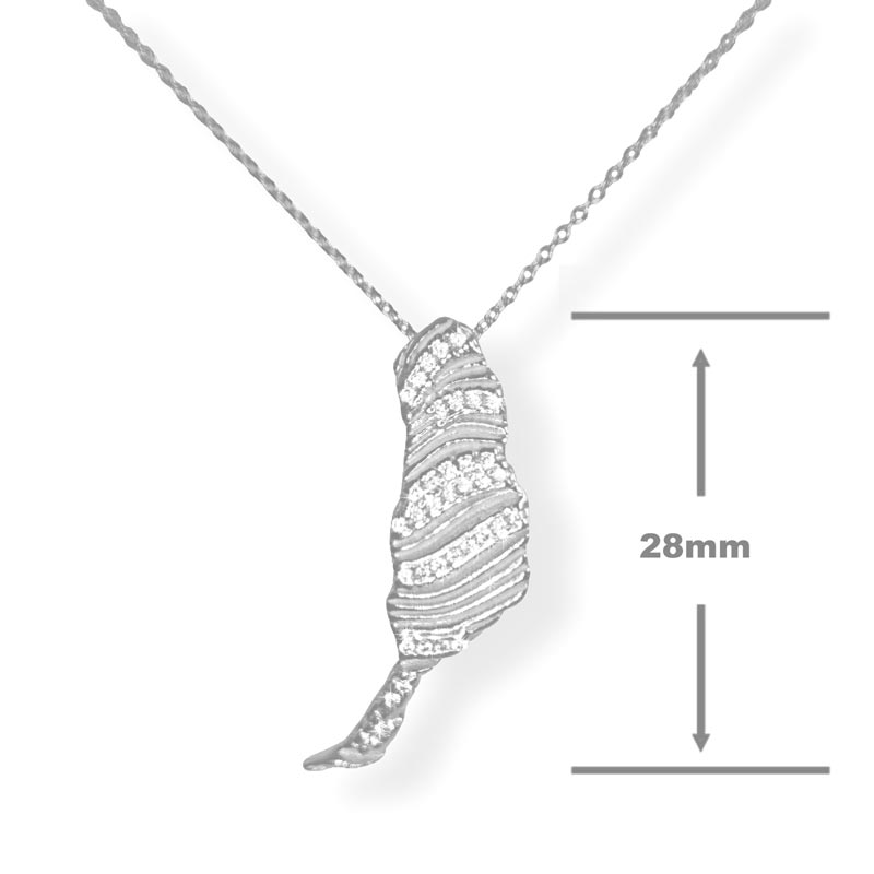 Fuerteventura-Kettenanhänger mit Dünenstruktur und 37 funkelnden Kristallen - 925 Silber – Bild 2