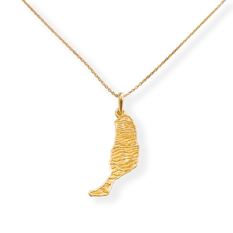 kleiner Fuerteventura-Kettenanhänger aus 925 Silber mit Dünenstruktur - vergoldet