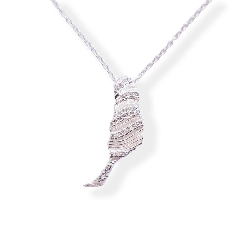 Fuerteventura-Kettenanhänger mit Dünenstruktur und 37 funkelnden Kristallen - 925 Silber